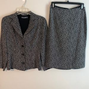 Dolce & Gabbana Authentic Vintage Black and White Lined Skirt Suit Set • 2 Piece